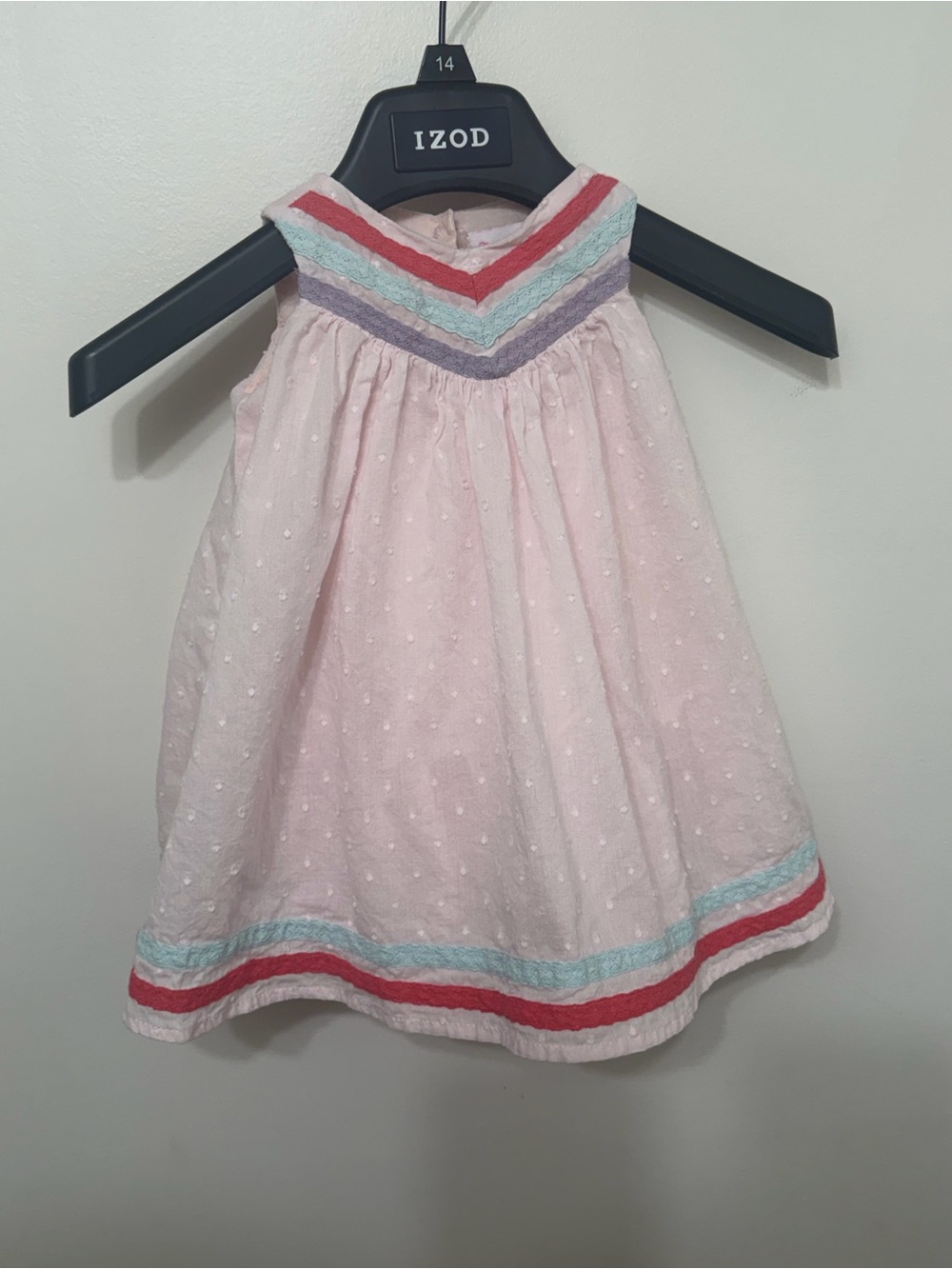 Tommy Bahama Girls Pink Swiss Dot Dress with Colorful Trim